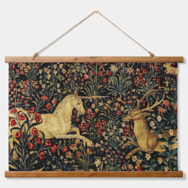 Medieval Unicorn Midnight Floral Garden Hangend Wandkleed