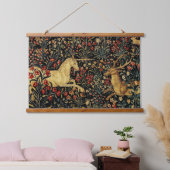 Medieval Unicorn Midnight Floral Garden Hangend Wandkleed (Slaapkamer)