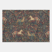 Medieval Unicorn Midnight Floral Garden Inpakpapier Vel (Voorkant 2)