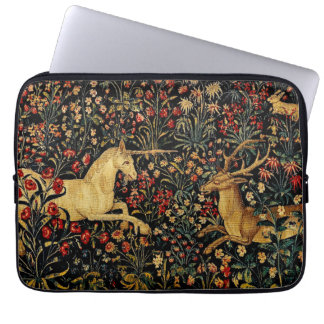 Medieval Unicorn Midnight Floral Garden Laptop Sleeve