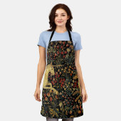 Medieval Unicorn Midnight Floral Garden Schort (Gedragen)