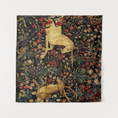 Medieval Unicorn Midnight Floral Garden Wandkleed (Voorkant (horizontaal))