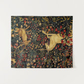 Medieval Unicorn Midnight Floral Garden Wandkleed (Voorkant (horizontaal))