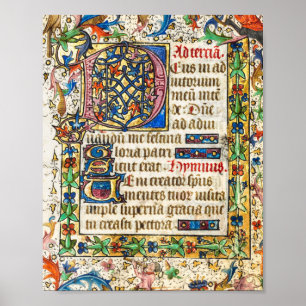 Medieval verlicht manuscript poster