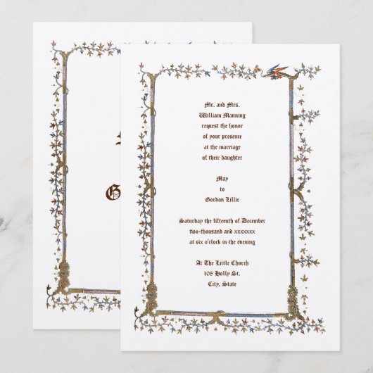 Medieval verlichte dragoweddenschappen kaart (Voorkant / Achterkant)