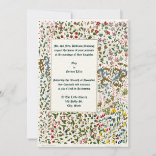 Medieval verlichte Floral Border Wedding Kaart