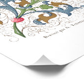 Medieval verlichte vogels en bloemen huwelijk perfect poster (Hoek)