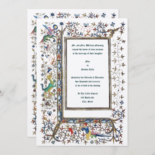 Medieval verlichte weddenschappen kaart (Voorkant / Achterkant)