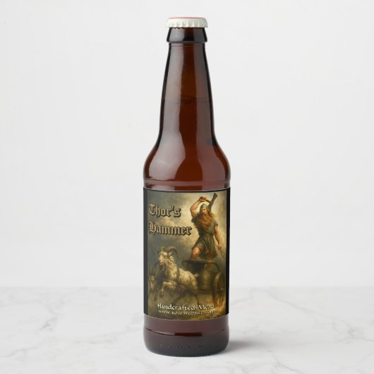 Medieval Viking God Thor Template Bier Etiket (Voorkant)