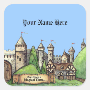 Medieval Village Design Vierkante Sticker
