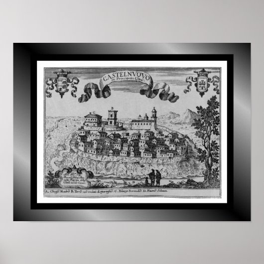 Medieval Village Map Castelnuovo ~ Italië ~ Poster (Voorkant)
