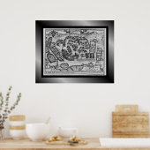 Medieval Village Map ~ Lacedonia ~ Italy~ Poste Poster (Keuken)