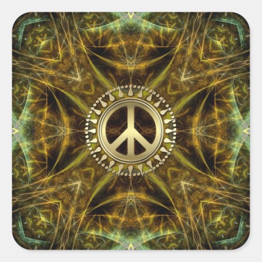 Medieval Vision Golden Peace Symbol Briefkaart Vierkante Sticker (Voorkant)