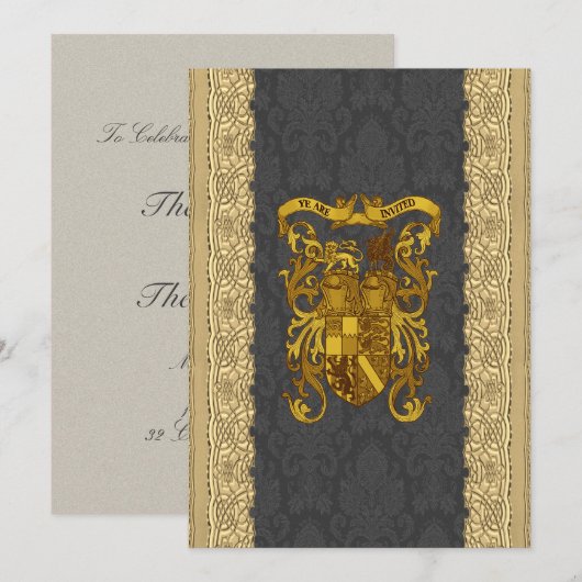 Medieval Wallpaper Wedding Invitations Kaart (Voorkant / Achterkant)