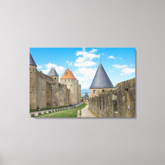 Medieval walls van Carcassonne Canvas Afdruk (Voorkant)