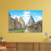 Medieval walls van Carcassonne Canvas Afdruk (Insitu (Woonkamer))