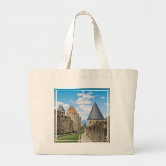 Medieval walls van Carcassonne Grote Tote Bag (Voorkant)