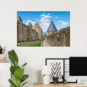 Medieval walls van Carcassonne Poster (Thuiskantoor)