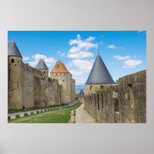 Medieval walls van Carcassonne Poster (Voorkant)