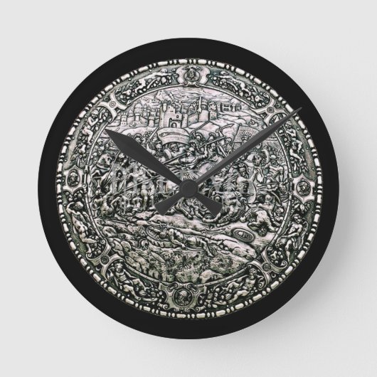 MEDIEVAL WAR SHIELD WALL CLOCK RONDE KLOK (Voorkant)