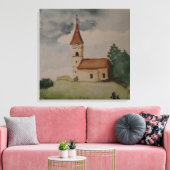 Medieval Waterverf van de Engelse kerk Canvas Afdruk (Insitu (Woonkamer))