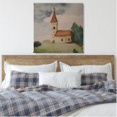Medieval Waterverf van de Engelse kerk Canvas Afdruk (Insitu (Slaapkamer))