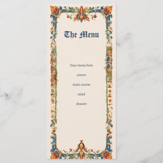 Medieval Wedding, Ancient Manuscript Menu (Achterkant)