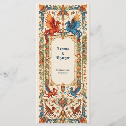 Medieval Wedding, Ancient Manuscript Menu (Voorkant)