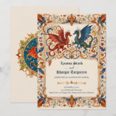 Medieval Wedding Invitation, Ancient Manuscript Kaart (Voorkant / Achterkant)