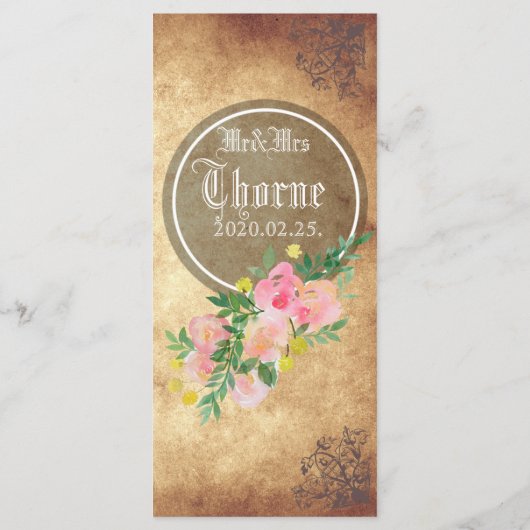 Medieval Wedding Menu Kaart (Achterkant)