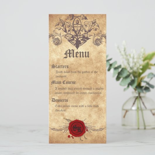 Medieval Wedding Menu Kaart (Staand voorkant)
