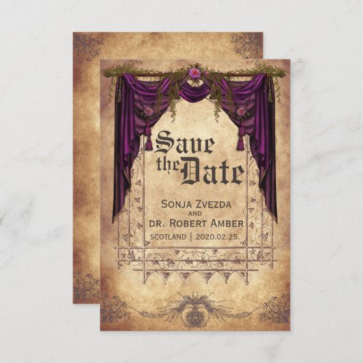 Medieval Wedding Save the Date uitnodiging (Voorkant / Achterkant)