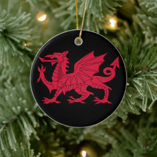 Medieval Welsh Dragon gepersonaliseerd Keramisch Ornament
