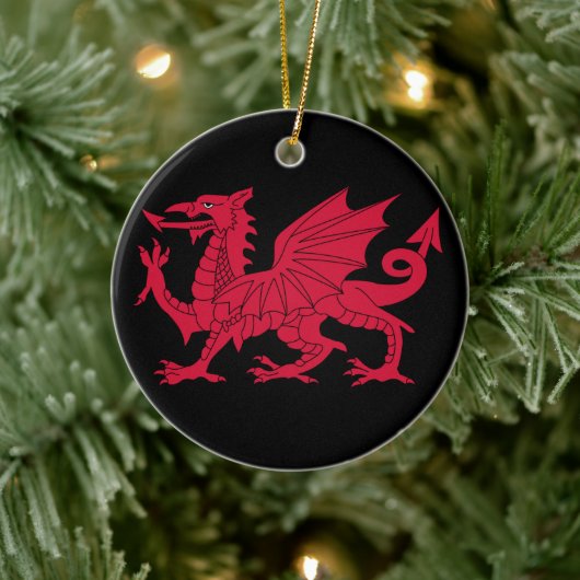Medieval Welsh Dragon gepersonaliseerd Keramisch Ornament (Boom)