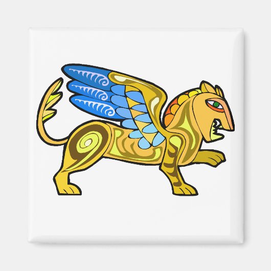 Medieval Winged Lion Griffin Magneet (Voorkant)