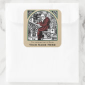 Medieval Writing Desk en Monk Bookplate Vierkante Sticker (Tas)