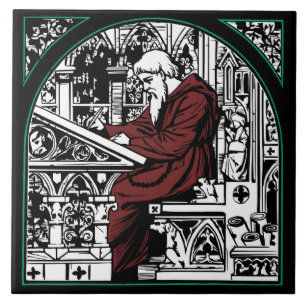 Medieval Writing Desk en Monk Tegeltje
