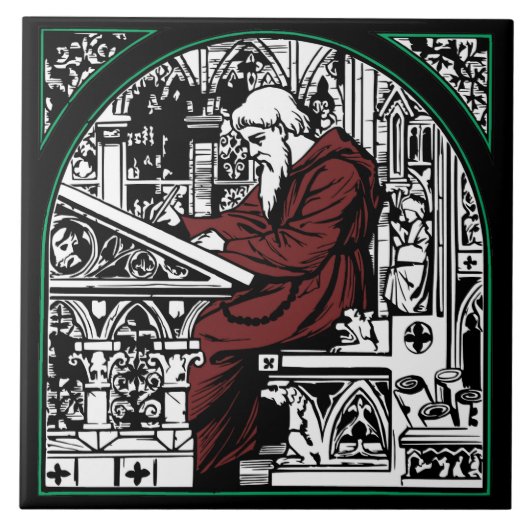 Medieval Writing Desk en Monk Tegeltje (Voorkant)