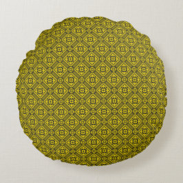 Medieval Yellow Black Lilies Romanesque Pattern Rond Kussen