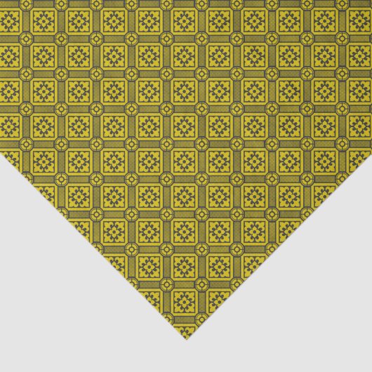 Medieval Yellow Black Lilies Romanesque Pattern Tissuepapier (Detail)