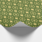 Medieval Yellow Green Rosette Flower Pattern Cadeaupapier (Hoek)
