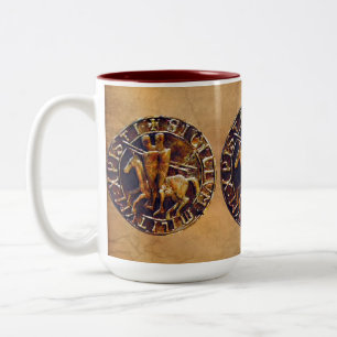 Medieval zegel van de Templar Tweekleurige Koffiemok