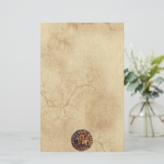 Medieval zegel van de Templar van de Knachten Briefpapier (Staand voorkant)