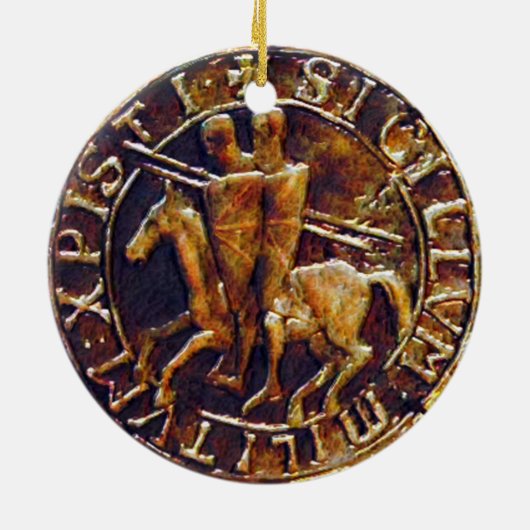 Medieval zegel van de Templar van de Knachten Keramisch Ornament (Achterkant)