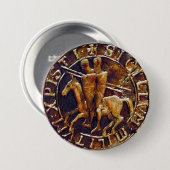 Medieval zegel van de Templar van de Knachten Ronde Button 7,6 Cm (Voorkant /achterkant)