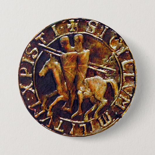 Medieval zegel van de Templar van de Knachten Ronde Button 7,6 Cm (Voorkant)