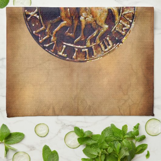 Medieval zegel van de Templar van de Knachten Theedoek (Gevouwen)