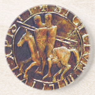 Medieval zegel van de Templar van de Knachten Zandsteen Onderzetter