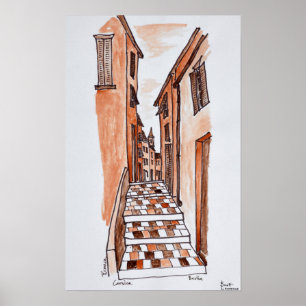 Medievale straten van Bastia   Corsica, Frankrijk Poster