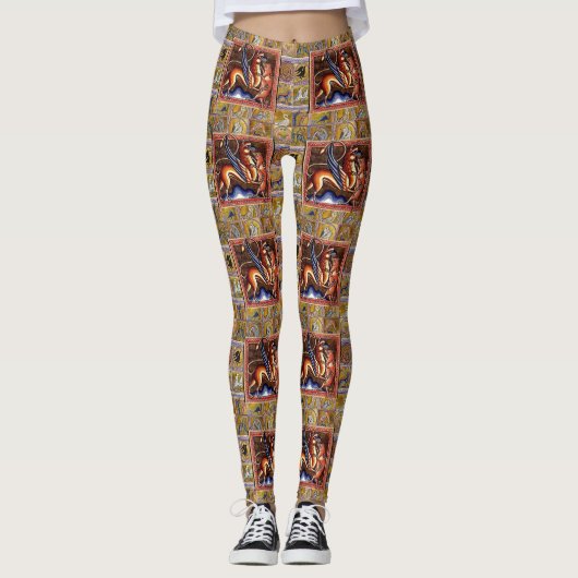 MEDIEVIG BESTIAIR, GRIFFIN EN WILDE BOAR,DIEREN LEGGINGS (Voorkant)